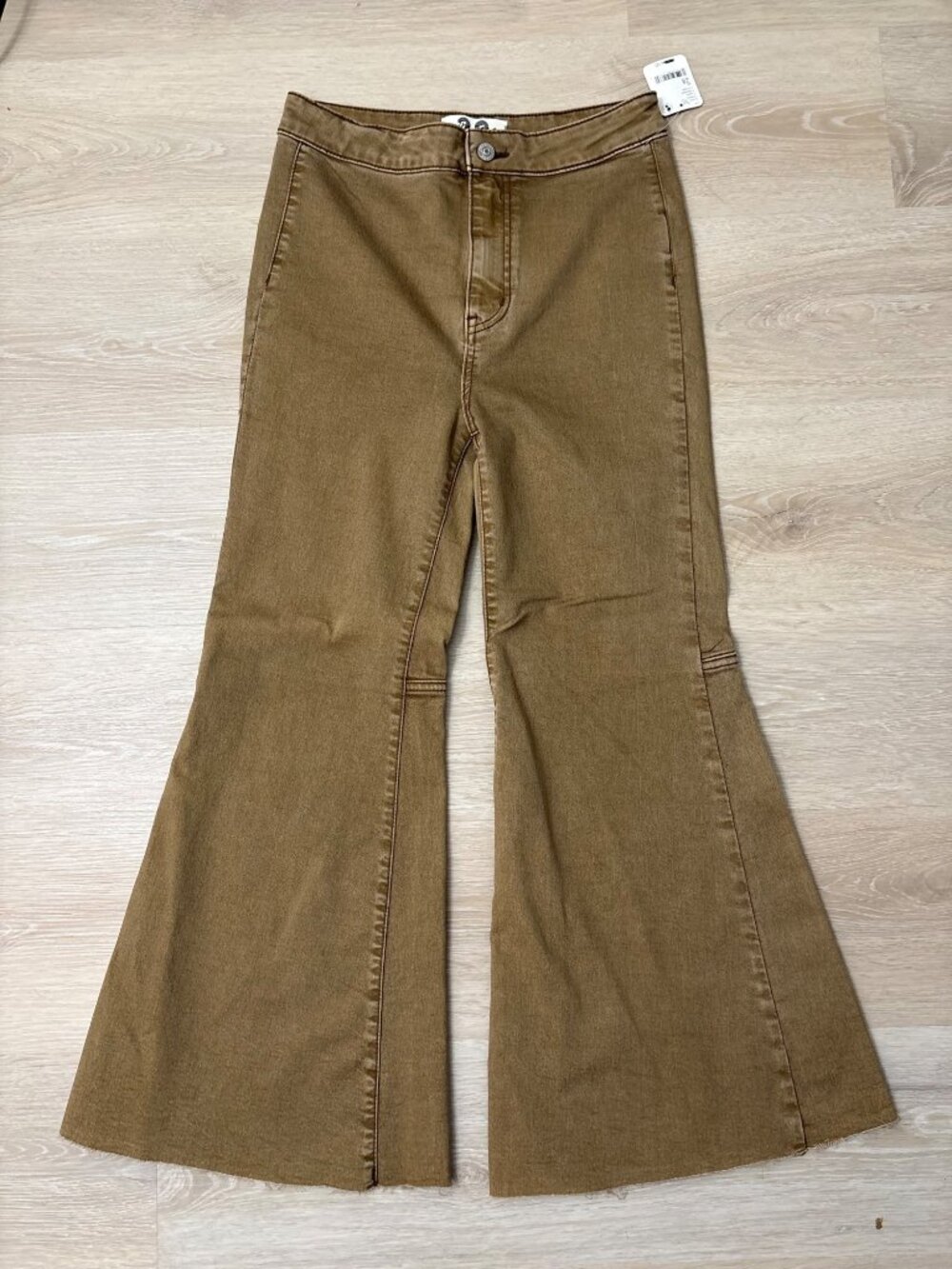 NEW Free People We the Free Just Float On Flare Jeans Light Brown Stretchy 28